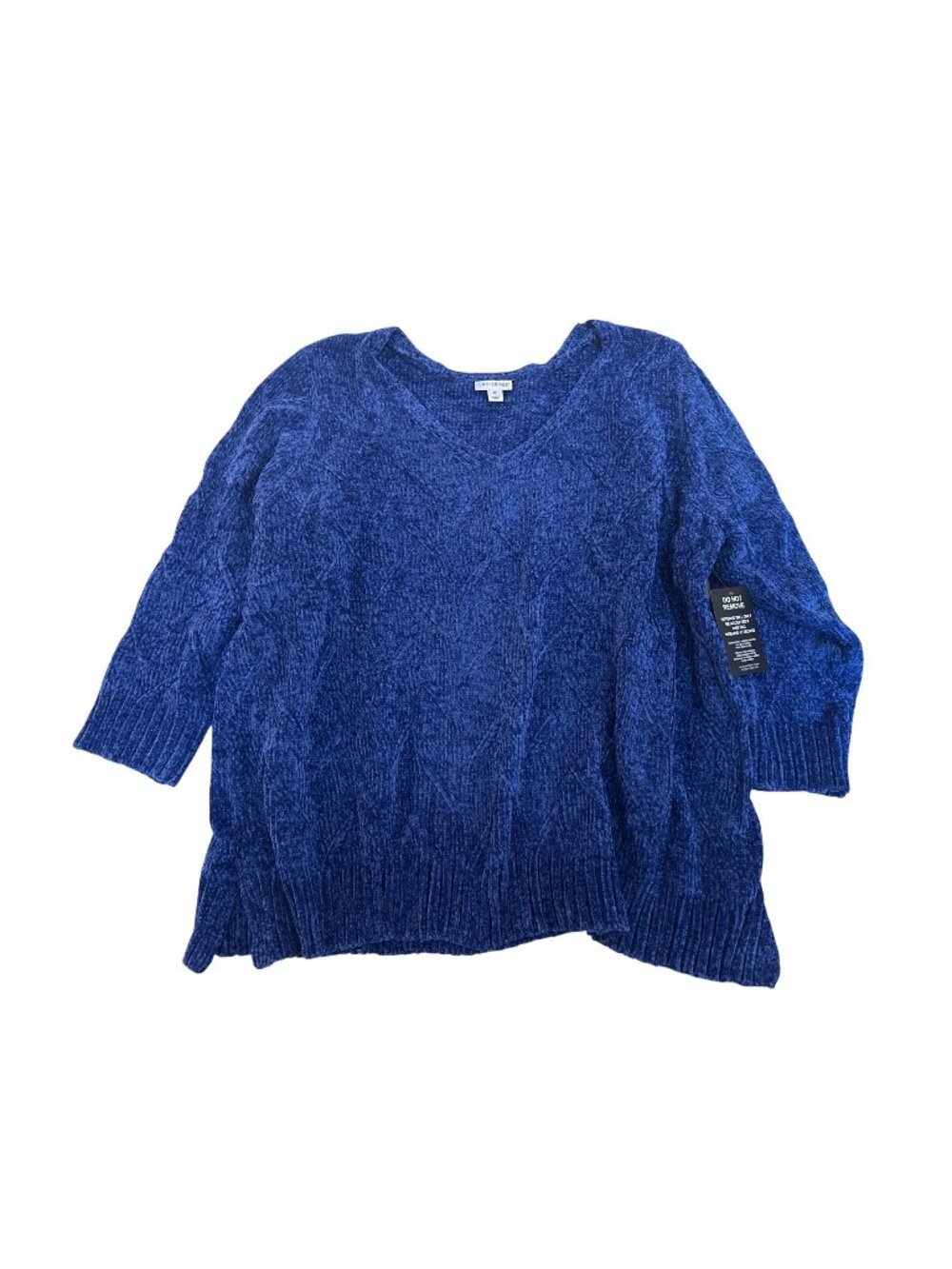 Catherines Blue Chenille Plus Size Sweater 4X V-Neck Long Sleeve Lightweight